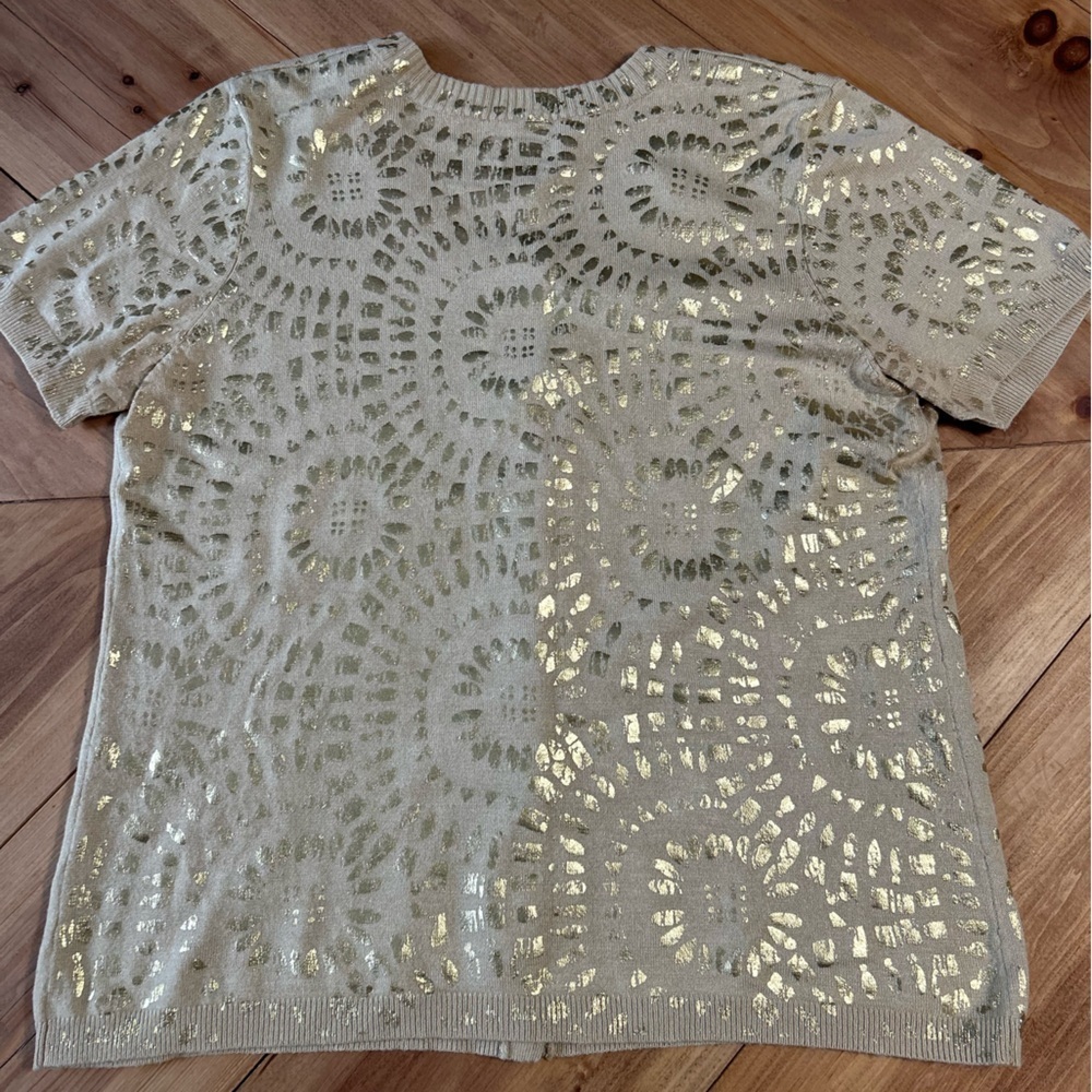 Chico's Gold and Tan Patterned Cardigan - Picture 7 of 11